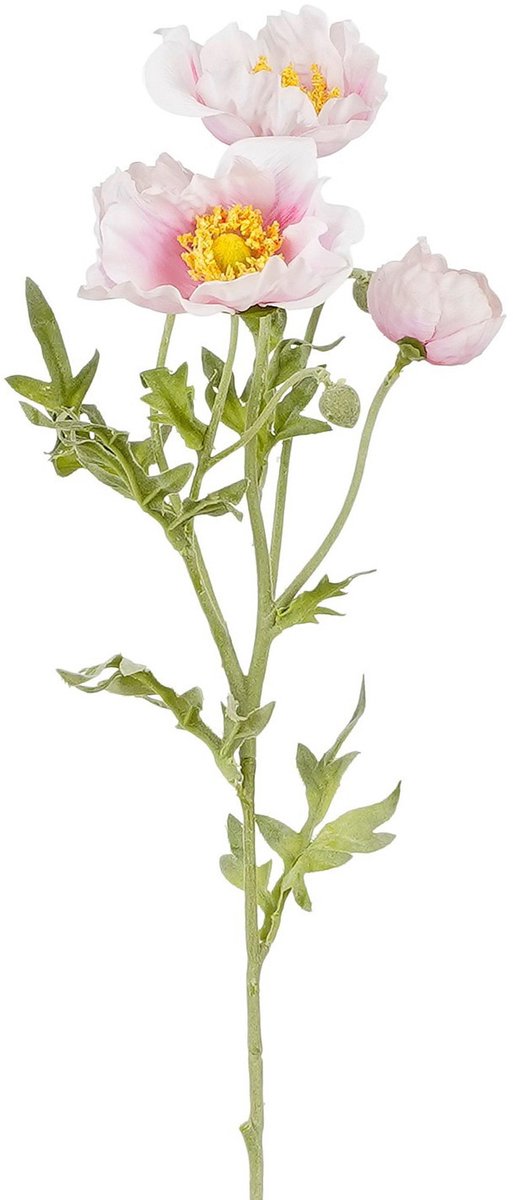 Mica Decorations Kunstbloem Klaproos Poppy - H62 cm - roze - kunststof - stelen kunstbloemen - boeket - rozen bloemetjes