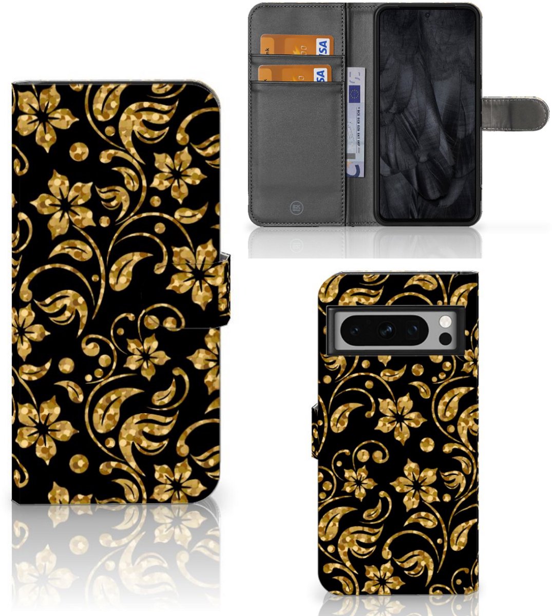 Google Pixel 8 Pro Hoesje Gouden Bloemen