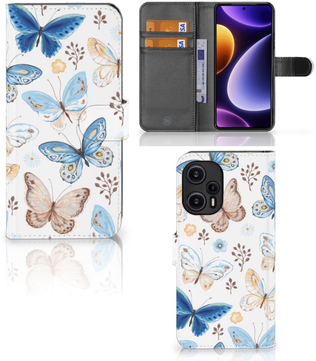 Telefoonhoesje met Pasjes voor Xiaomi Poco F5 Vlinder