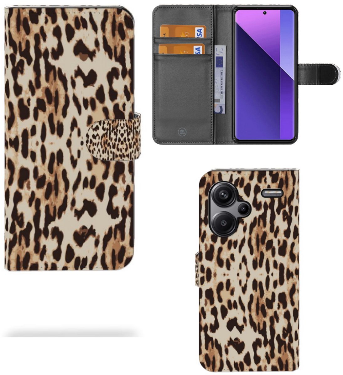 Xiaomi Redmi Note 13 Pro Plus Telefoonhoesje met Pasjes Leopard