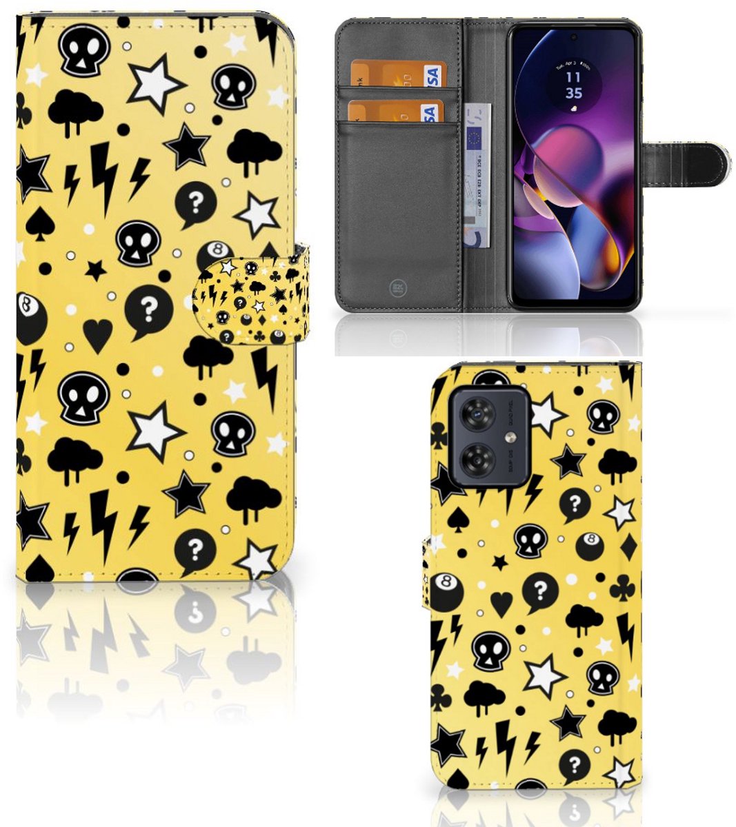 Telefoonhoesje met Naam Motorola Moto G54 Punk Geel