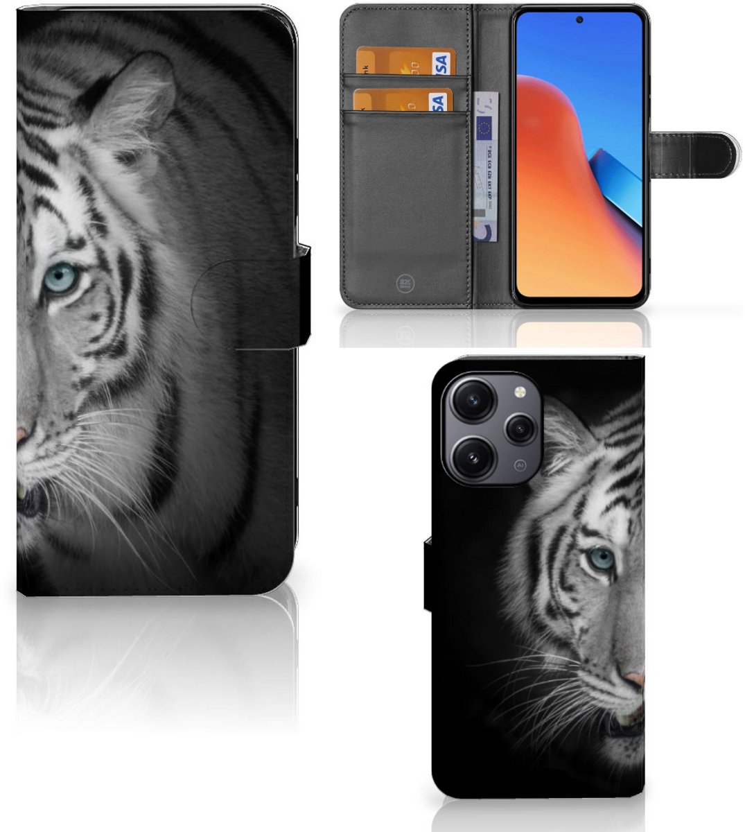Xiaomi Redmi 12 Telefoonhoesje met Pasjes Tijger