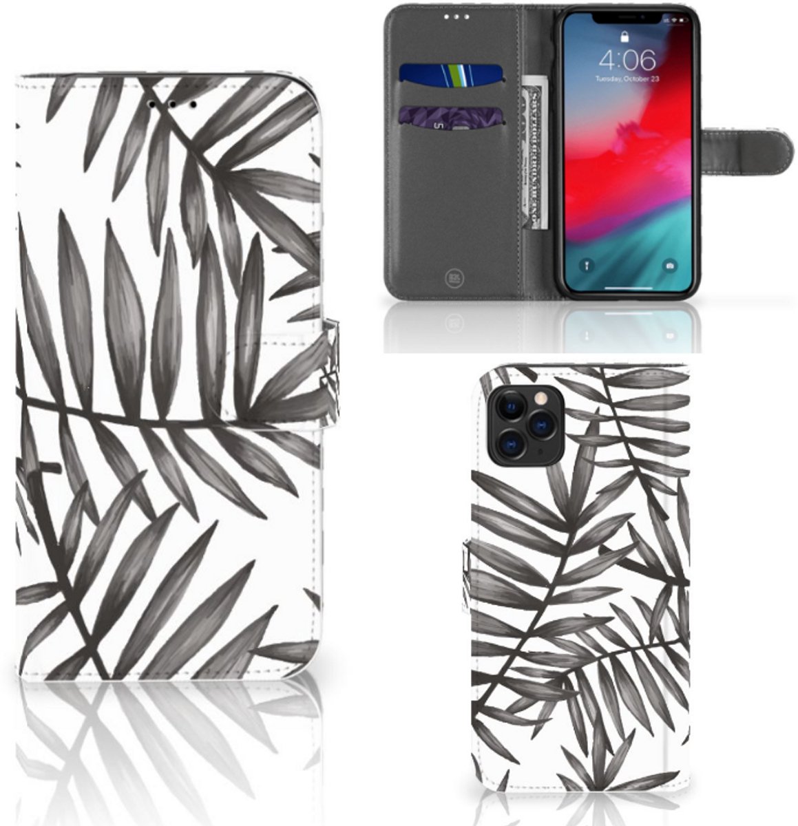 Apple iPhone 11 Pro Max Hoesje Leaves Grey