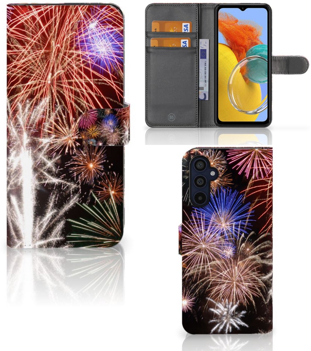 Boekhoesje voor Samsung Galaxy M14 Wallet Case met Pasjes Vuurwerk
