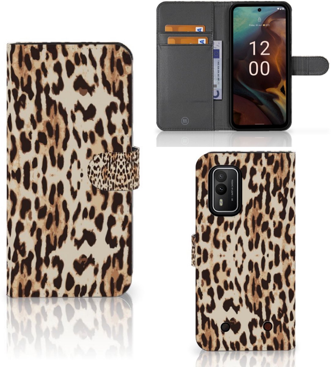 Book Case voor Nokia XR21 Telefoonhoesje met Pasjes Leopard