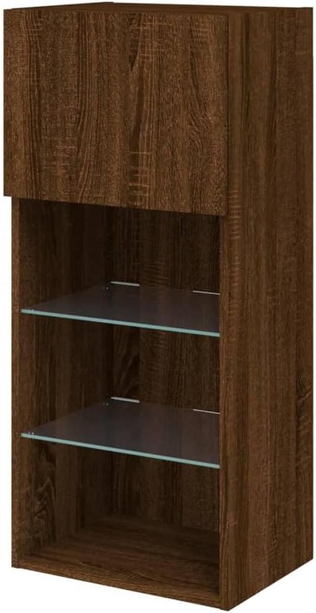 vidaXL Tv-meubel met LED-verlichting 40,5x30x90 cm bruineikenkleurig, tv kast, wandkast, tv dressoir, opbergkast, tv kastje, tv wandmeubel, wandmeubel