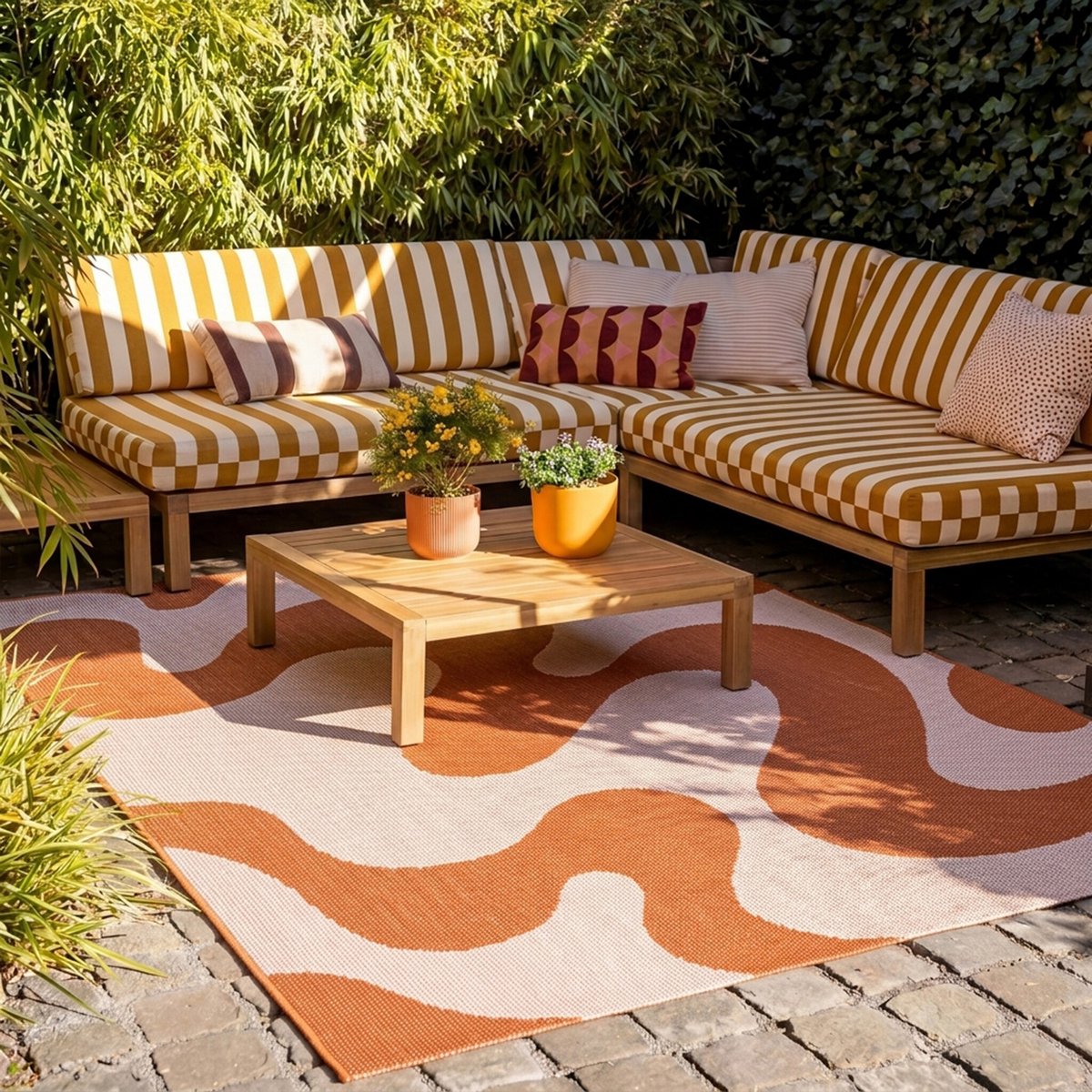 Fraai Buitenkleed - Summer Swirl Terracotta - 80x150cm