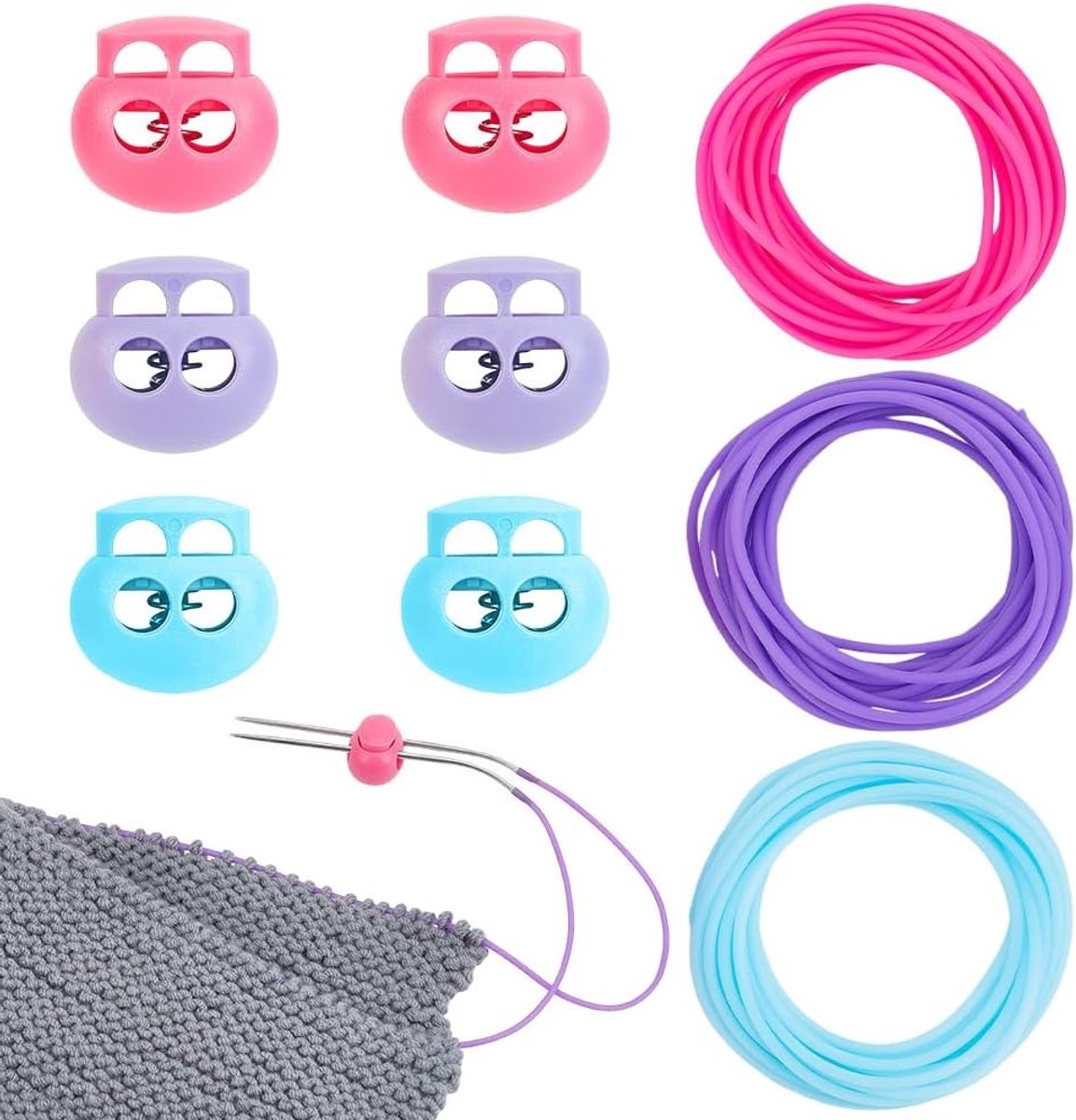 9m Sterk Draad, 2mm Holle Rubber Slang voor Breien met 5.5mm Gaatje, Naaldstopper voor Stiksel, Armband, Ketting en Parels, Kleurrijk en Duurzaam