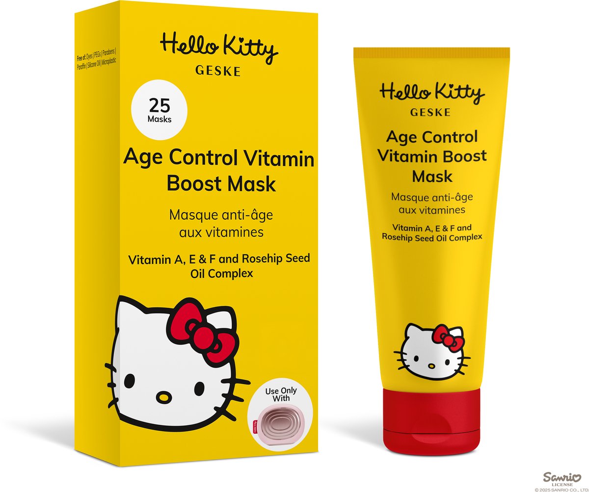 GESKE Age Control Vitamin Boost Mask | Gebruik met Hello Kitty Sonic Warm & Cool Mask | Met vitamine A, E & F en rozenbottelzaadolie | Rijke formule | Normale huid | Vegan & dierproefvrij