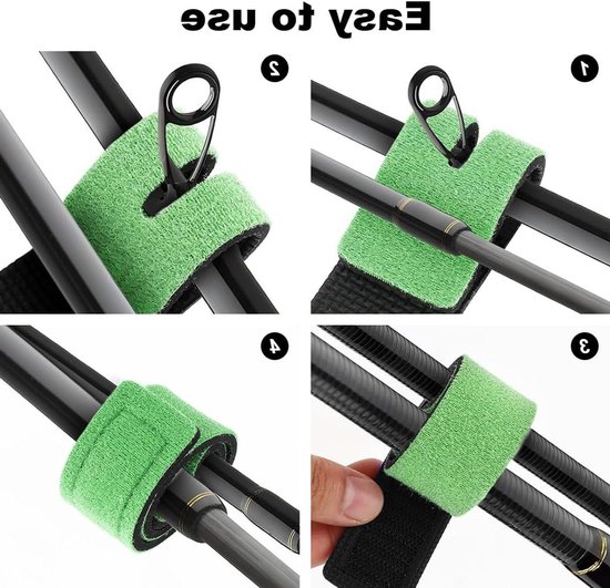 Set van 12 Visaccessoires met Klittenband in 6 Kleuren, 30 cm, Elastische Vistraps voor Efficiënt Vissen — afbeelding 3