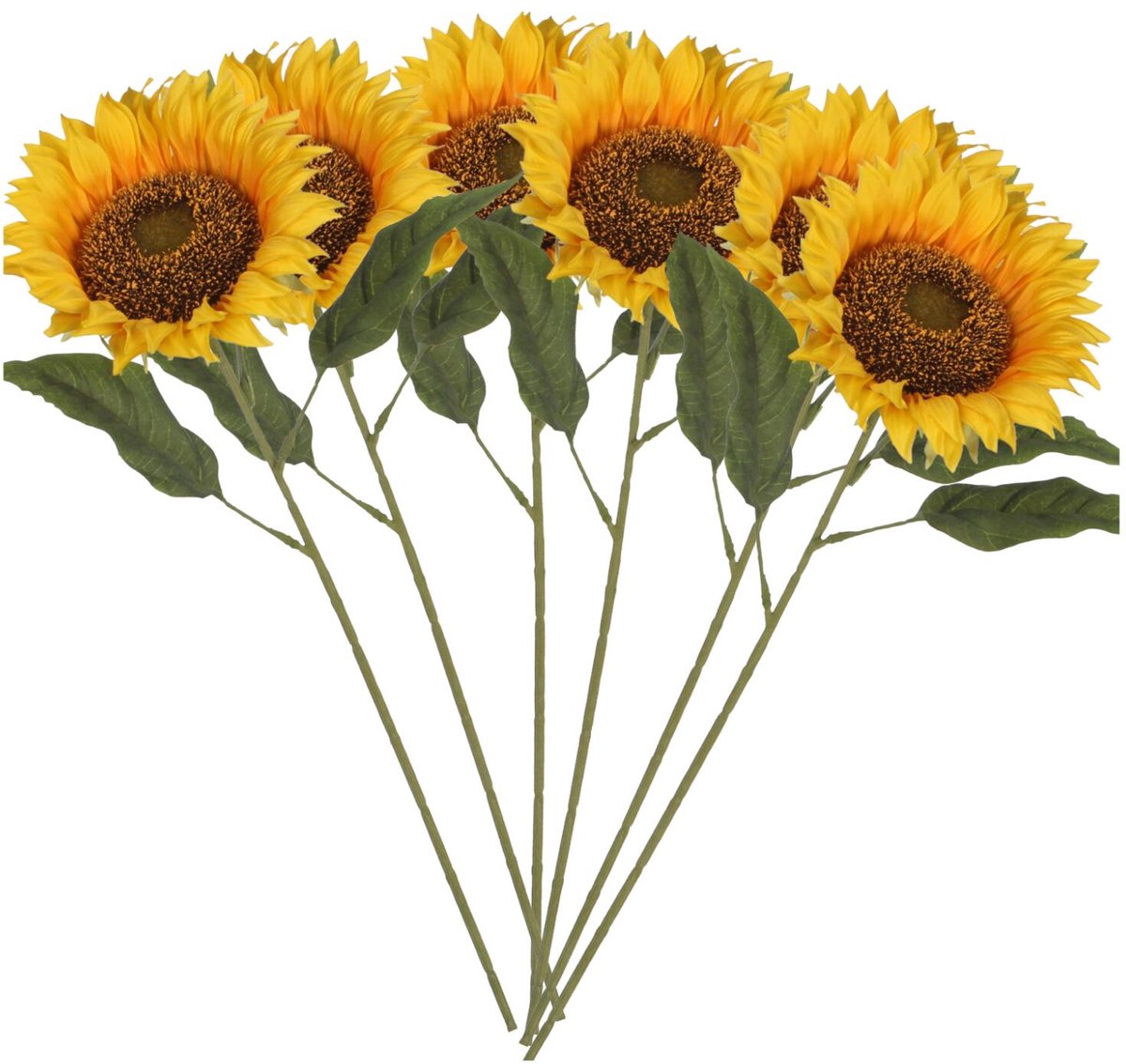 Mica Decorations Kunstbloem Zonnebloem takken - 6x - 70 cm - geel - kunst zijdebloem - extra grote bloemen - decoraties - Sunflowers Okergeel