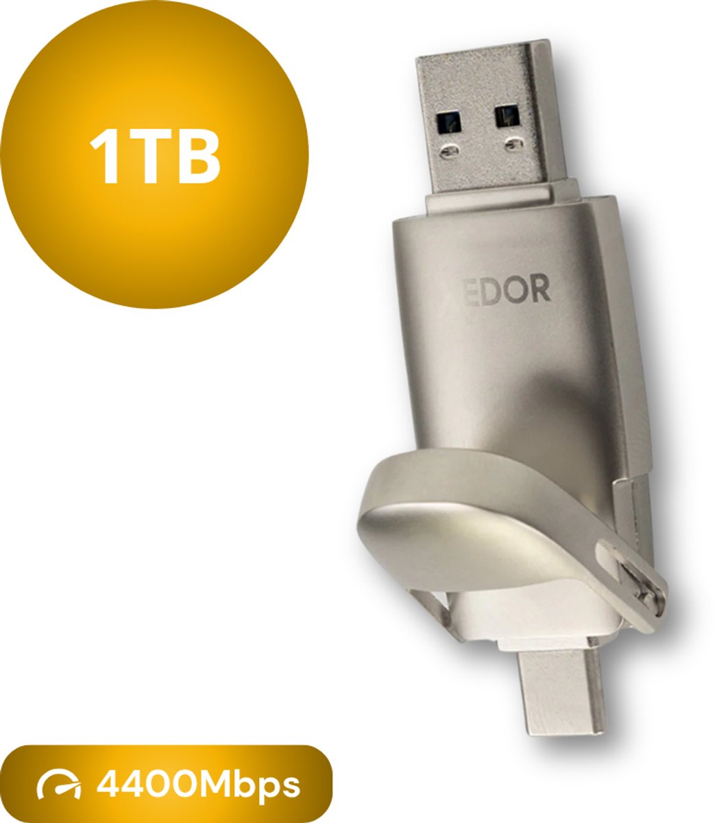 Bol.com Xedor® Pro - USB Stick - 1 TB - 4400Mbps - USB C en A - iPhone en Android aanbieding