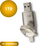 Xedor® Pro - USB Stick - 1 TB - 4400Mbps - USB C en A - iPhone en Android