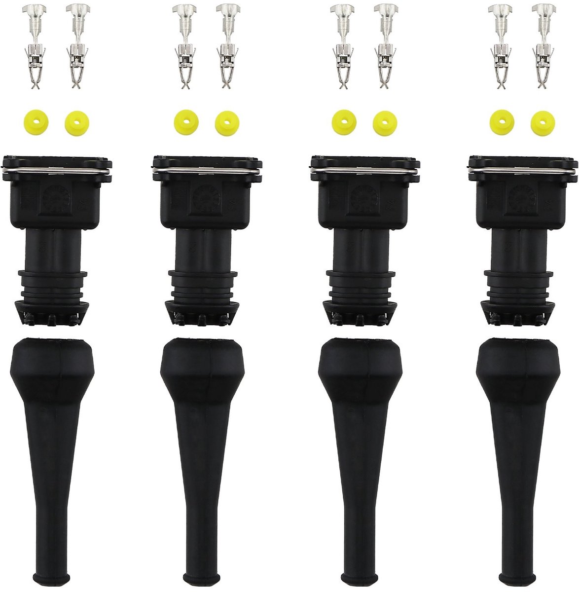 Dailygoods - Dailygoody - 4 Piece Fuel Injector Socket - Waterproof Connector - 4 Stuks - Plug Harness Kit - Geschikt voor Auto - Inclusief Rubber en Plastic