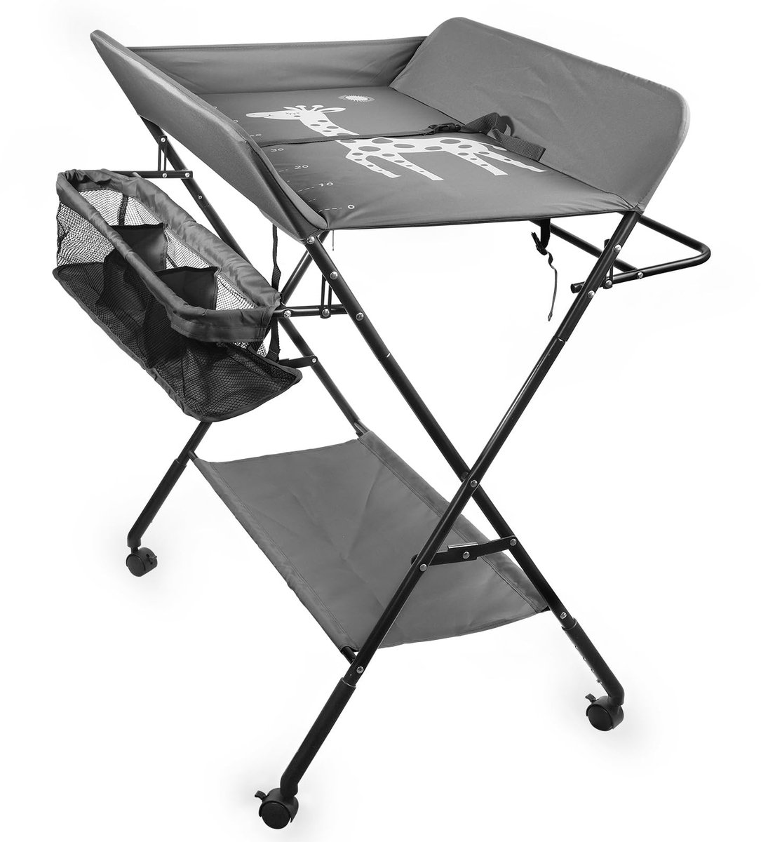 Dailygoods - Dailygoody - Opvouwbare Babycommode - Draagbaar Luierwisselstation - Verstelbaar en Praktisch - Grijs - Met Onderrek en Zijmand - Geschikt voor Baby's..