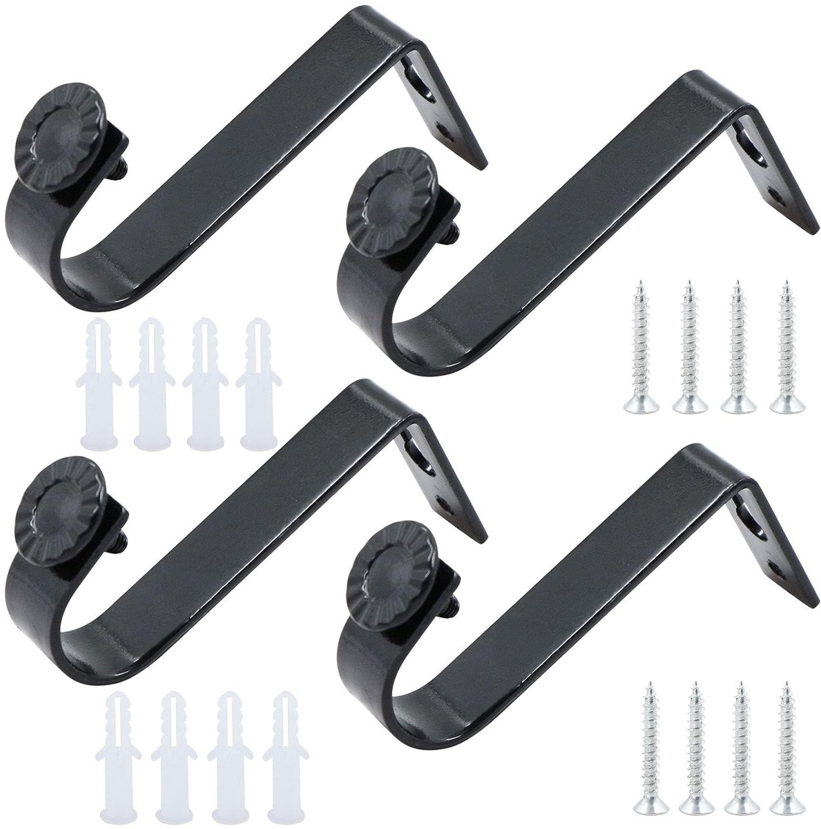 Dailygoods - Dailygoody - Plafondhouders voor gordijnroede - Gordijnroedehouder - Zwart - Gordijnroedehouders voor gordijnroedes - Perfect voor elke ruimte