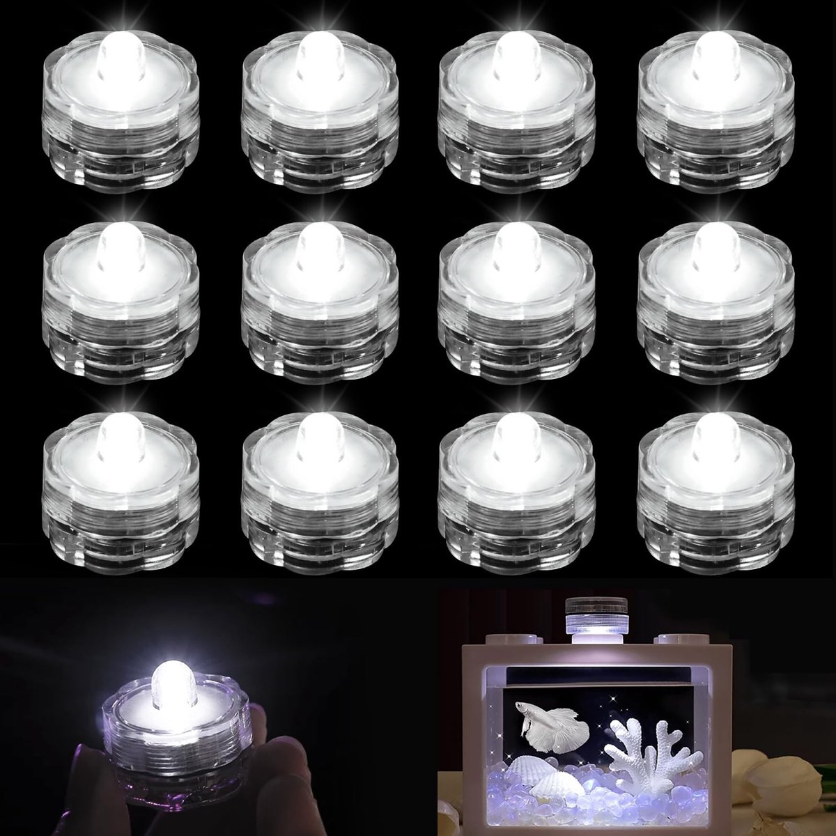 Dailygoods - Dailygoody - Dompelbare LED Lampen - Vlamloze Kaarsen - Waterdichte Verlichting - Klein Formaat - Onderwaterlicht - Decoratieve Verlichting voor