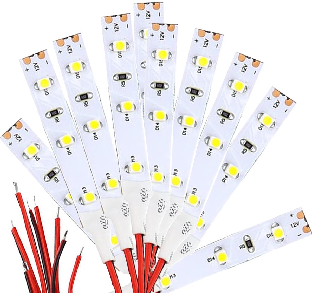 Dailygoods - Dailygoody - 10PCS 3 Led Model 12V Led Strip Licht - Ideaal voor Modelbouw - Warm Wit - Verlichting voor Modeltreinen - Geschikt voor Modelhuizen