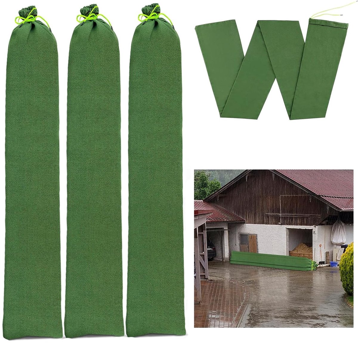 Dailygoods - Dailygoody - Zandzakken voor Hoogwaterbescherming - Herbruikbare Zandzakken - Scheurbestendig Zeildoek - 120 x 20 cm - Voor Noodsituaties - Voor Garag