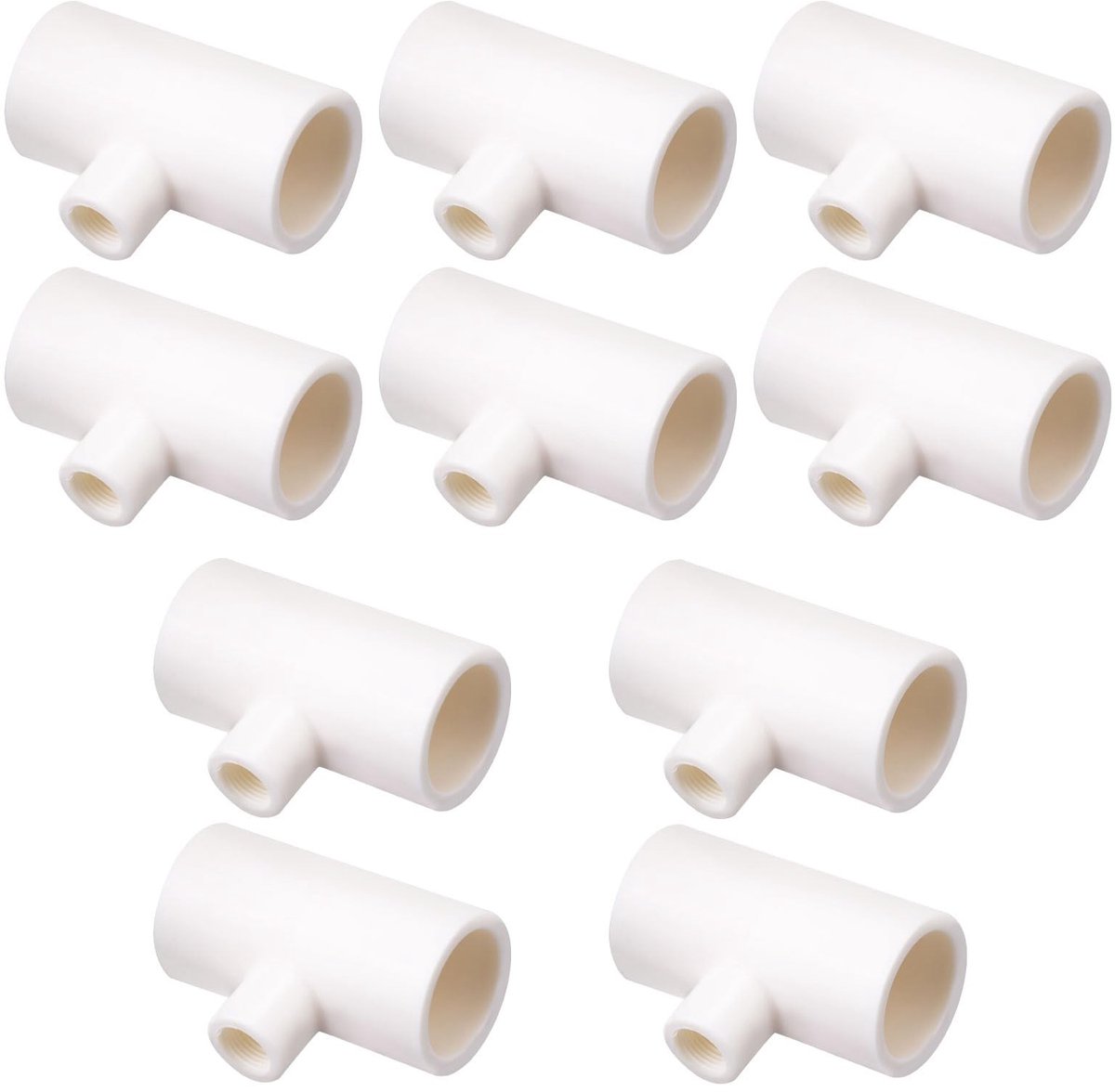 Dailygoods - Dailygoody - T-Stukken Drinkbakken Kippen - PVC T-stuk - 10 Stuks - Wit - Kippen Drinkbak - Waterbekers - Pluimvee