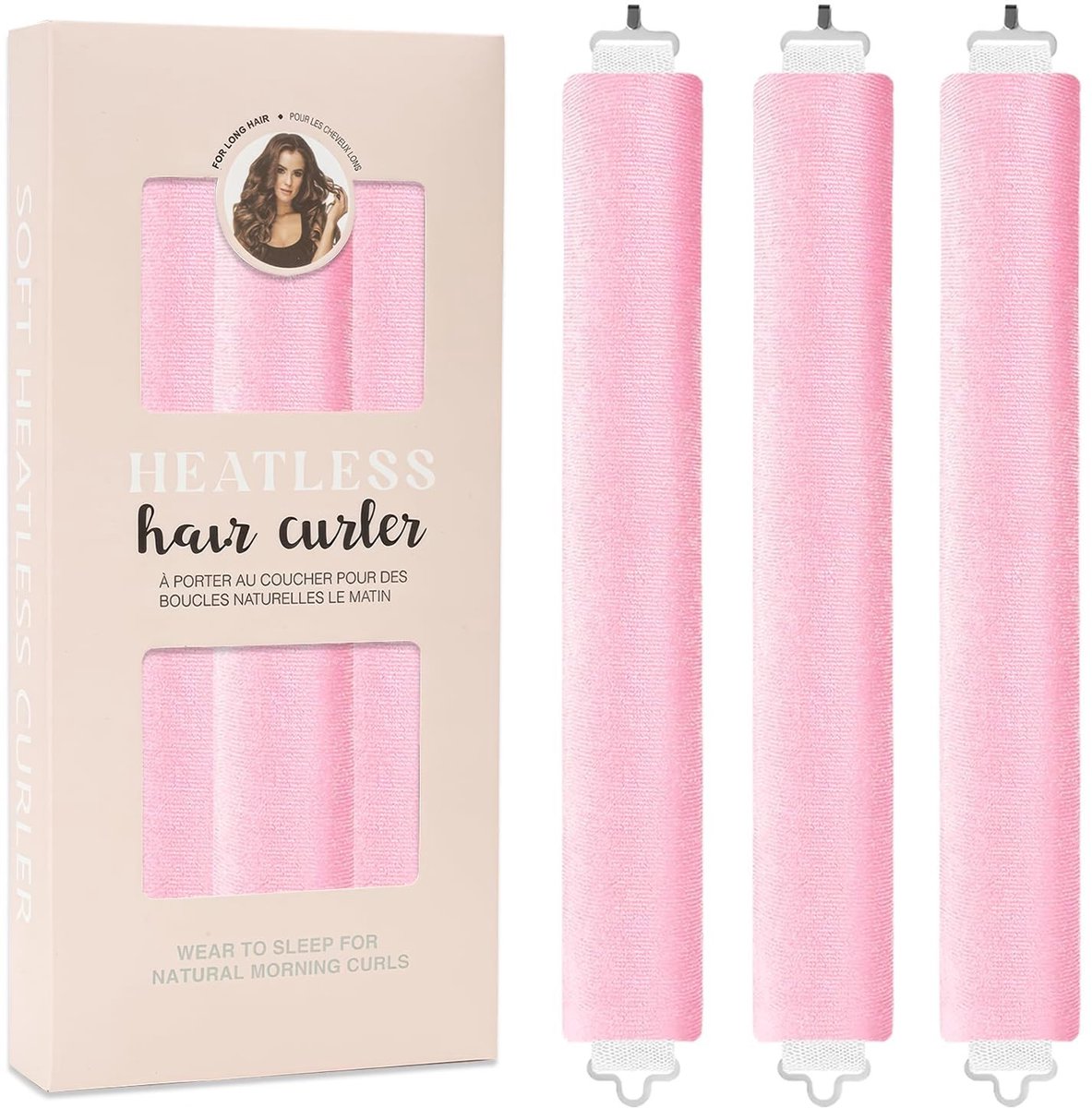 Dailygoods - Dailygoody - Heatless Curlers - Haarrollers zonder warmte - Ideaal voor lang haar - Roze doos - Nachtelijke krullen - Perfecte krullen zonder schade -