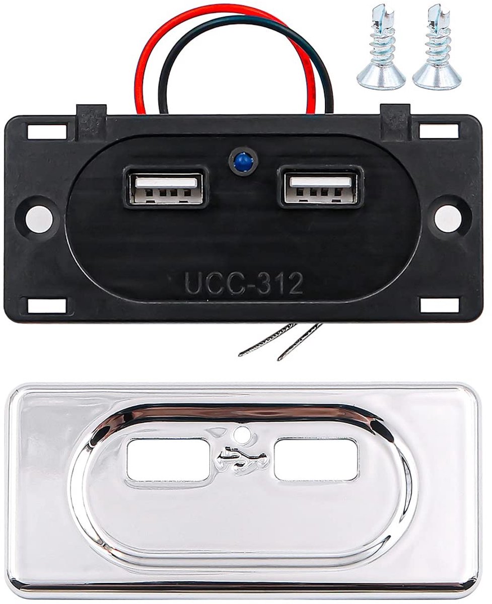 Dailygoody - 12 V USB Oplaadstation - Hoge Snelheid - Compact Formaat - Dual Outlet - Universele USB Power Charger - Geschikt voor Auto en Camper