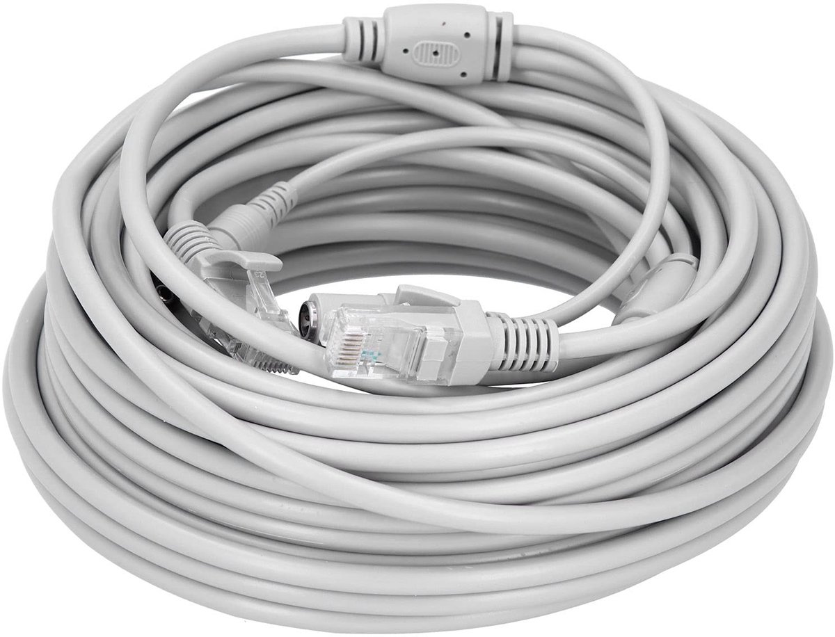 Dailygoods - Dailygoody - ABS Ethernet-kabel - Netwerkvoeding - 20 meter - Draagbare Ethernet-kabel - Geschikt voor IP-camera - CCTV-systeem
