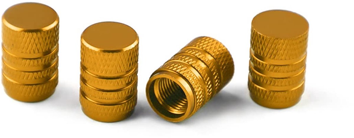 Dailygoods - Dailygoody - Ventieldoppen - Aluminium Doppen - Lichtgewicht en Draagbaar - Goud - Voor Auto's - Ventielen - Voor Autobanden