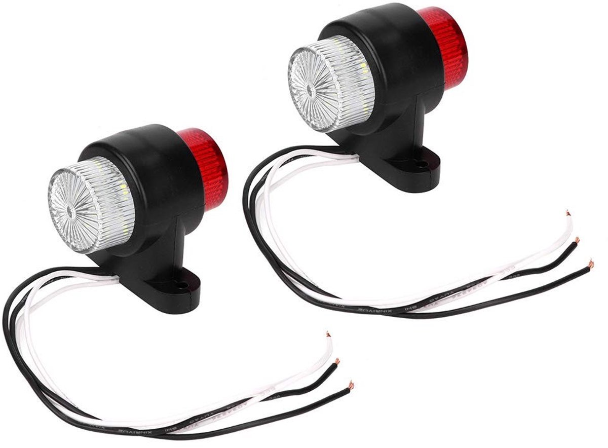 Dailygoods - Dailygoody - Achterlicht LED - Vrachtwagen zijmarkeringslicht - Duurzaam en energiezuinig - Rood + wit - Veiligheidsverlichting - Geschikt voor aanhan...