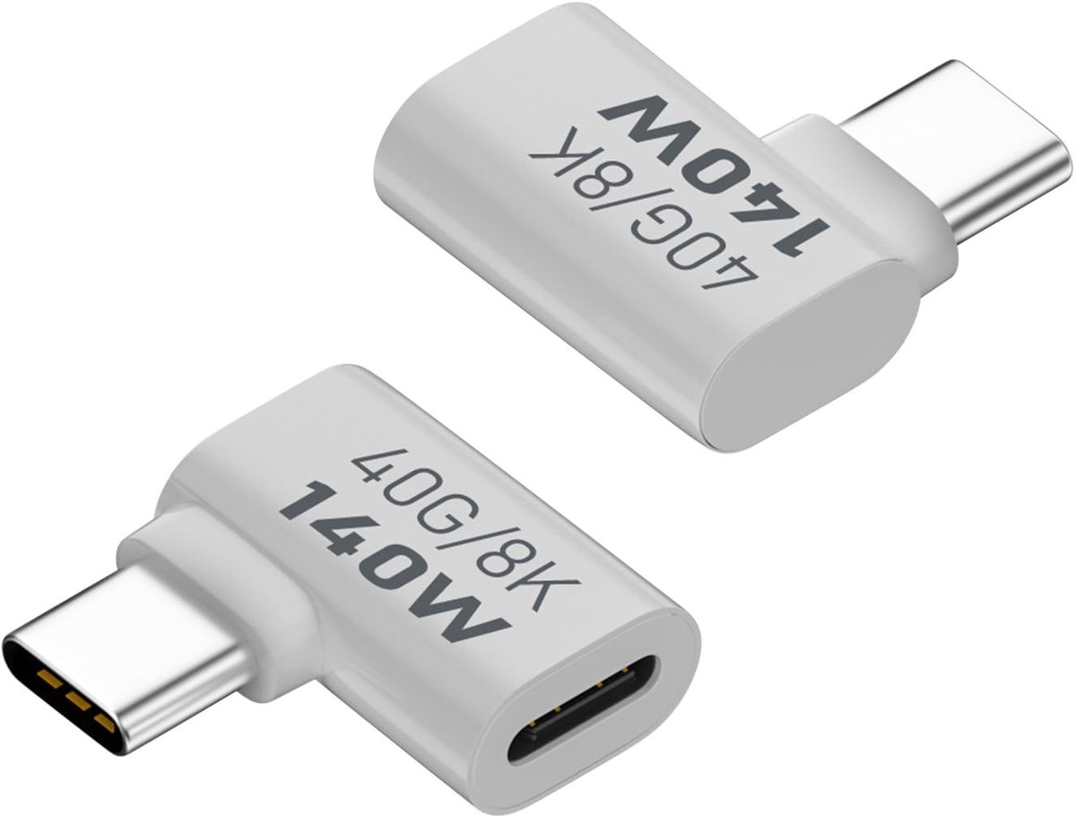 Dailygoods - 2 Stuks Haakse USB C Adapter 140W voor Snellaadconnector