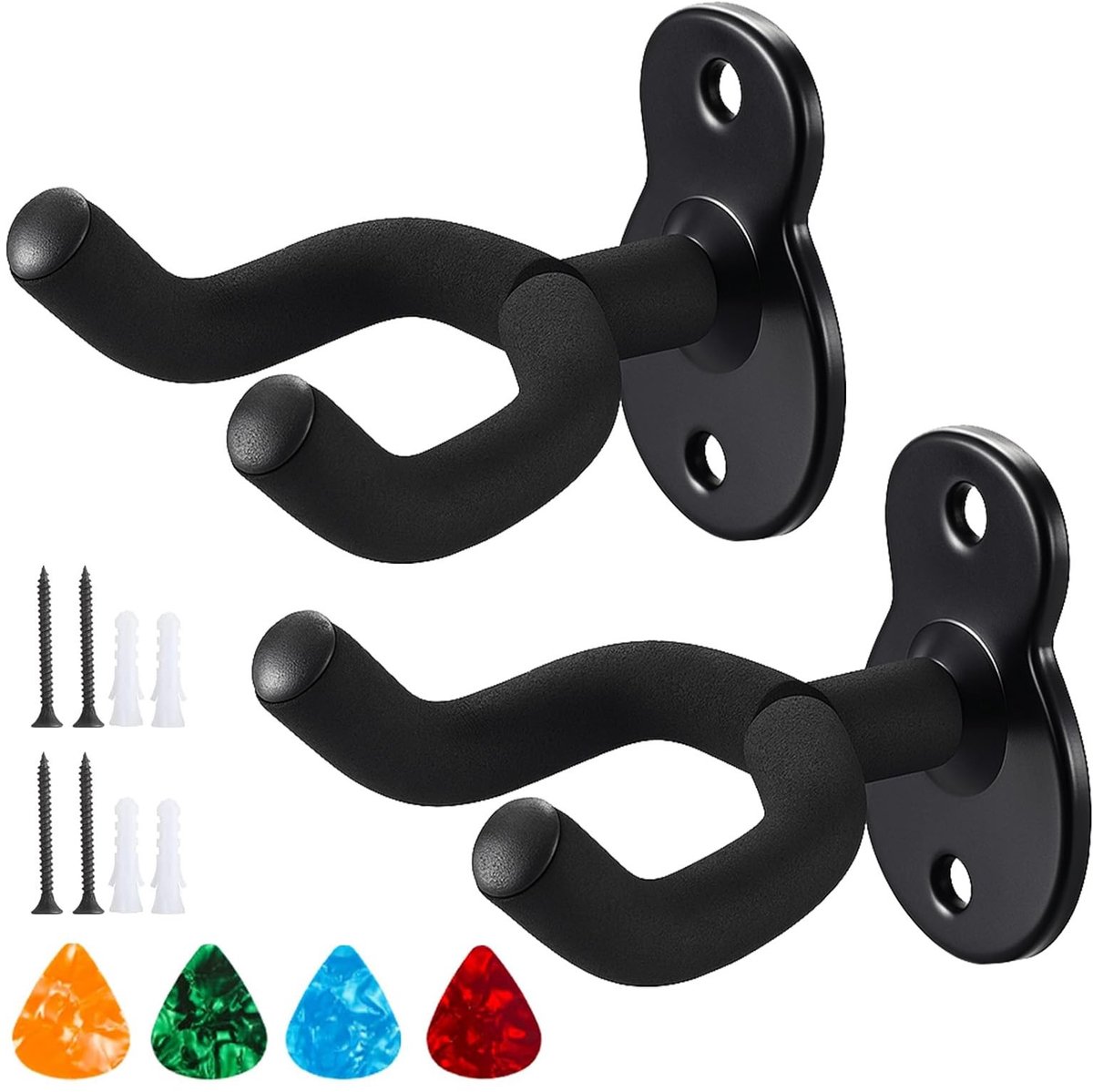 Dailygoody - Guitar Wall Mount - U Vormige Hanger - Veilig en Stijlvol - Inclusief Kleurrijke Picks - Geschikt voor Gitaar en Ukulele - Perfect voor T