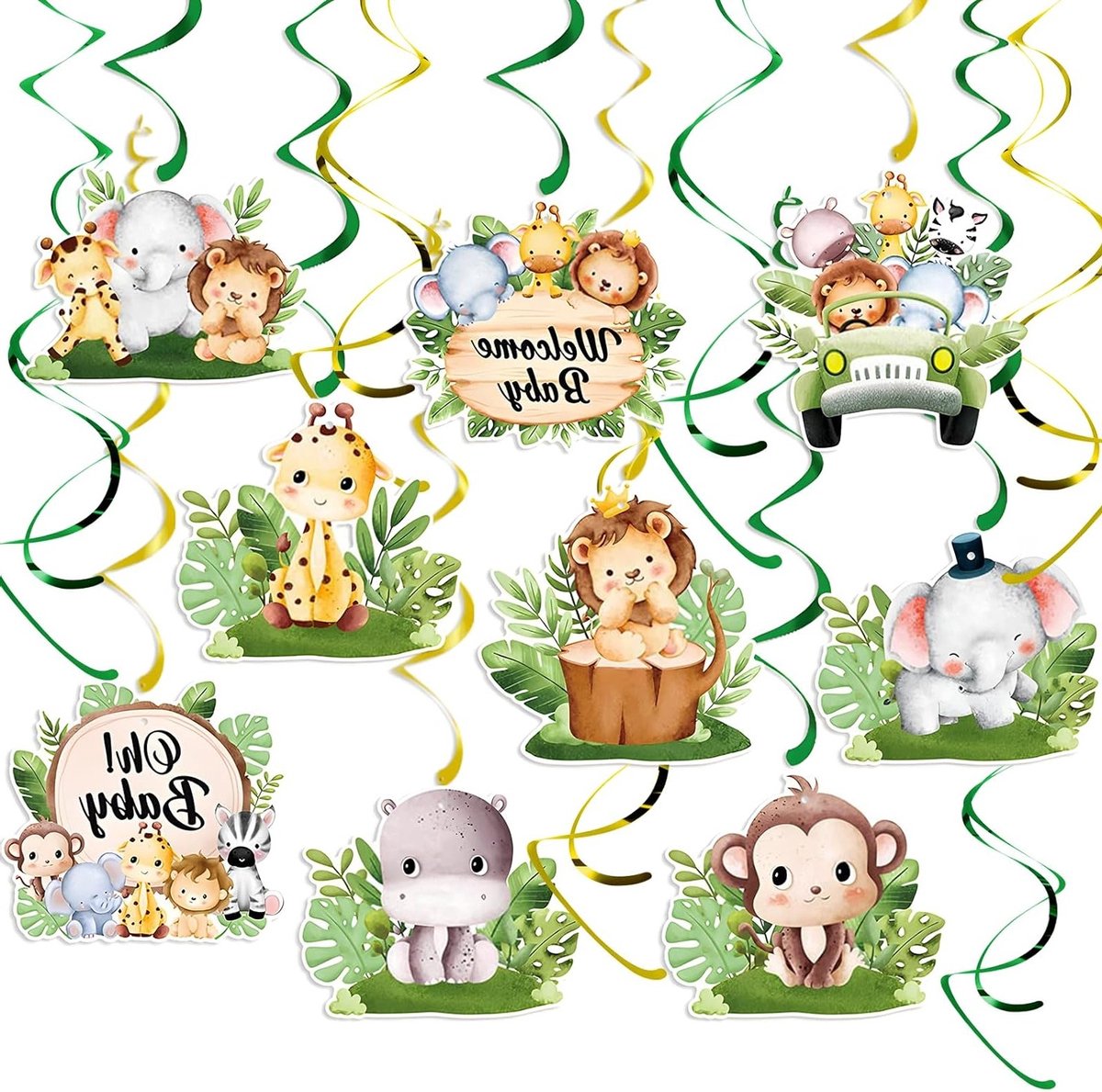 Kleurige plafondhanger met jungle dieren voor kinderkamerdecoratie en speelse sfeer