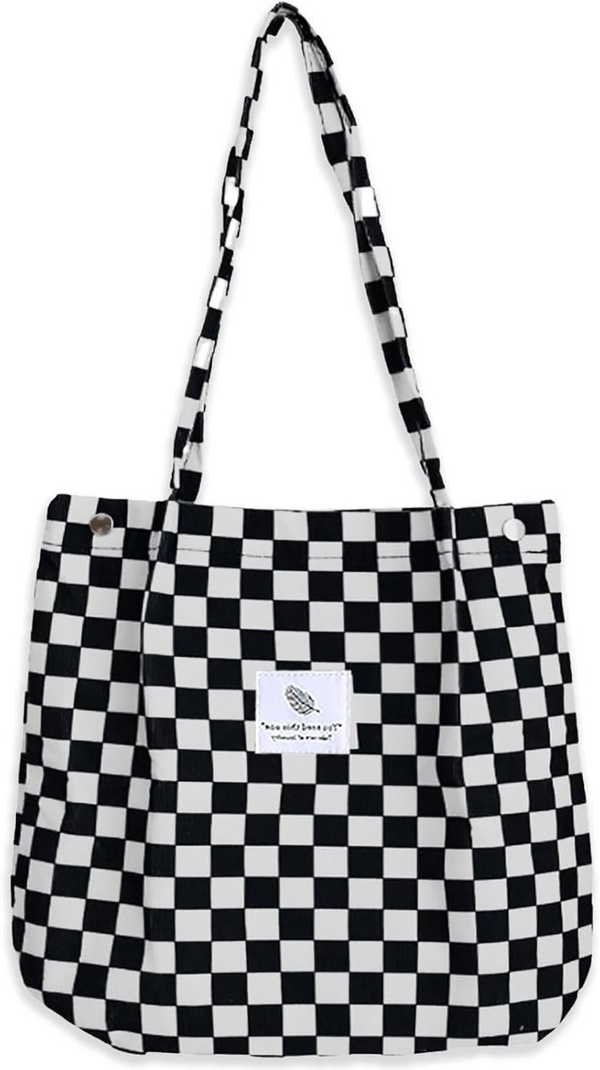 Grote Corduroy Schoudertas voor Dames, Ideaal als Strandtas, Shopper en Handtas, 34 x 30 x 11 cm, Ruim en Stijlvol voor Werk en School