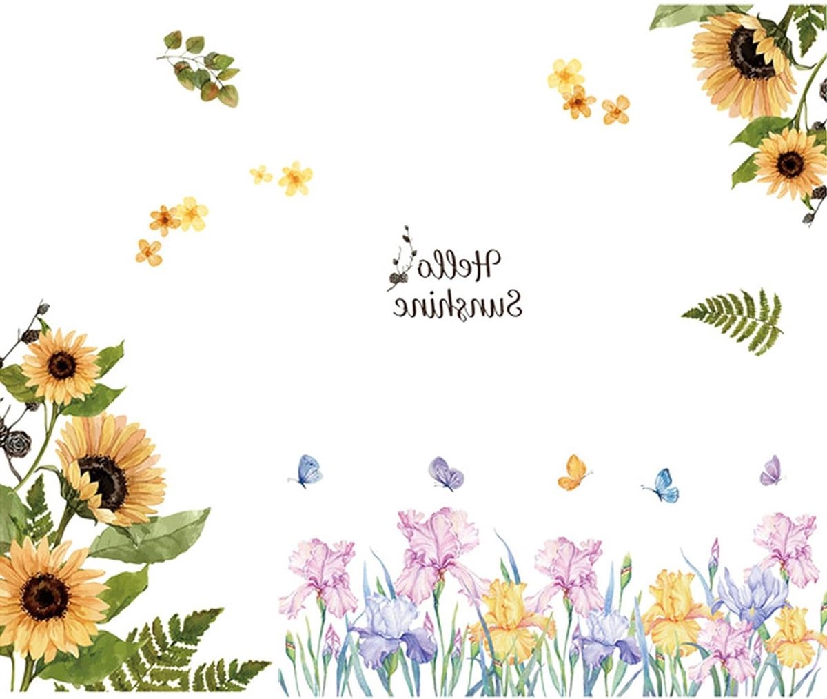Muurstickers met Vlinders en Zonnebloemen voor Slaapkamer, Woonkamer en Gang - Decoratie 105 cm x 83 cm