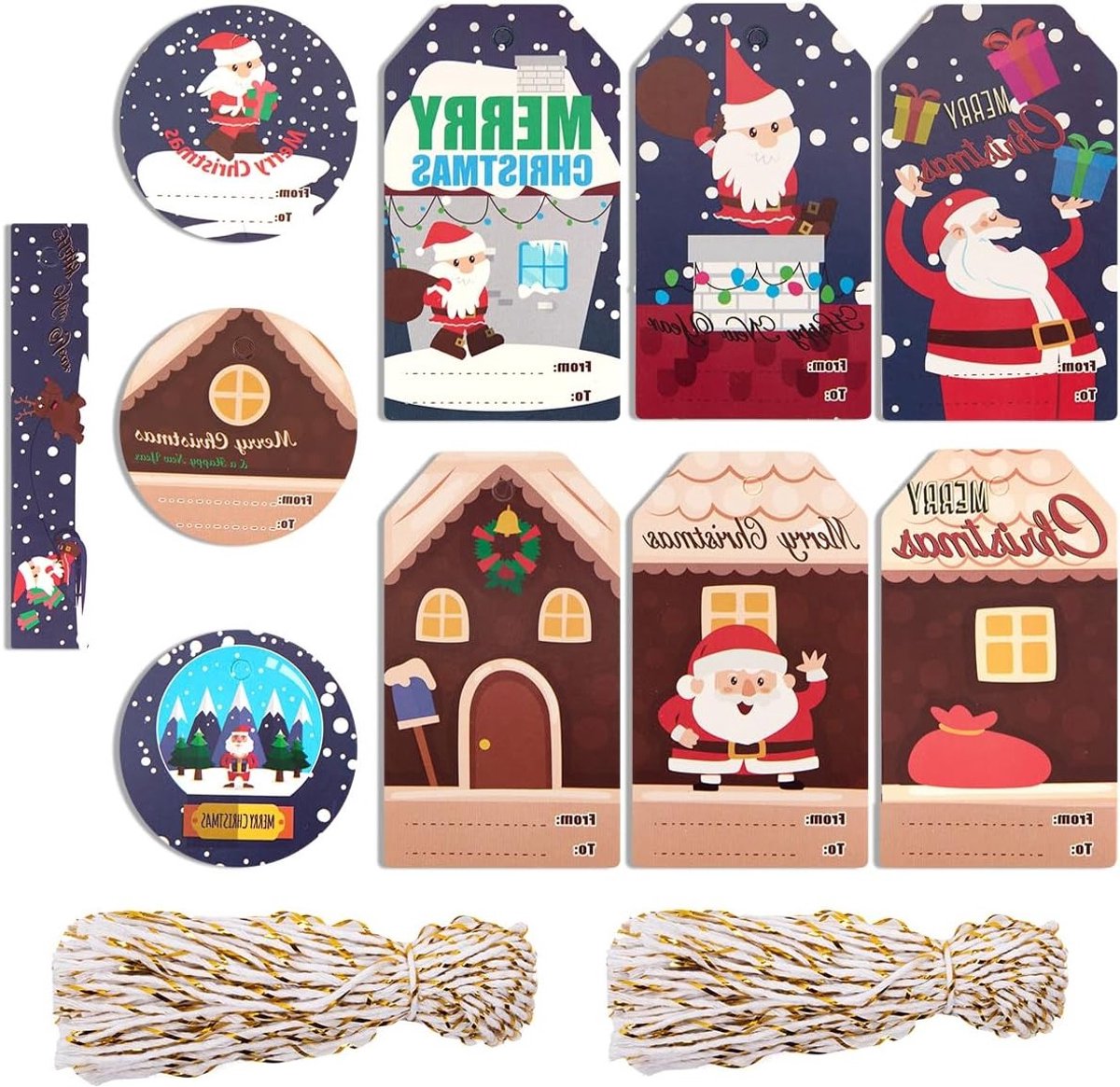 Kraft Papieren Kerstcadeau Labels - 100 Stuks met Touw voor Kerstdecoratie en Geschenken