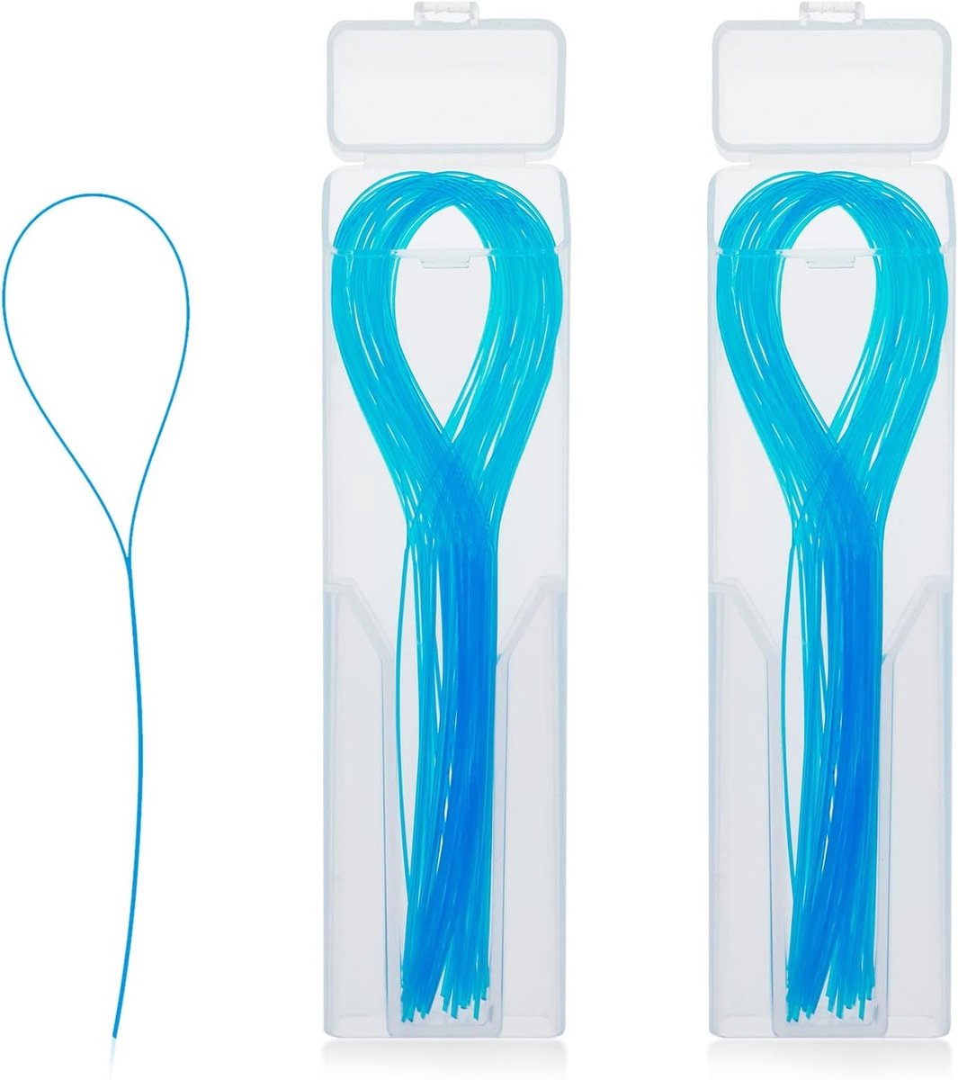 100 Stuks Tandfloss Draadgids - Multifunctionele Diepe Reiniging voor Beugels, Bruggen en Implantaten - Tandheelkundige Draadgids (Blauw)