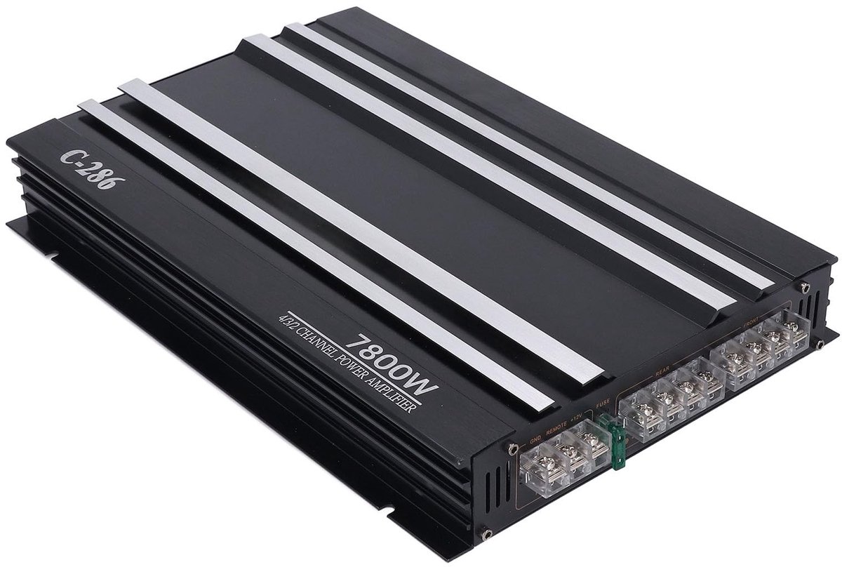 Dailygoods - Dailygoody - Auto Versterker 7800W - Klasse AB - Dynamisch geluid - Aluminium - 4 Kanalen - Geschikt voor vrachtwagen en boot - DC 12V
