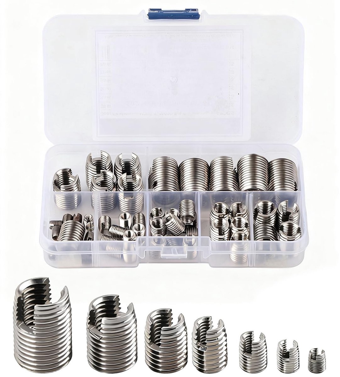 Dailygoods - Dailygoody - Set van 50 roestvrijstalen schroefdraadinzetstukken - Schroefdraadversterker - Zilver - Zelftappende schroeven - Reparatiegereedschap voo..