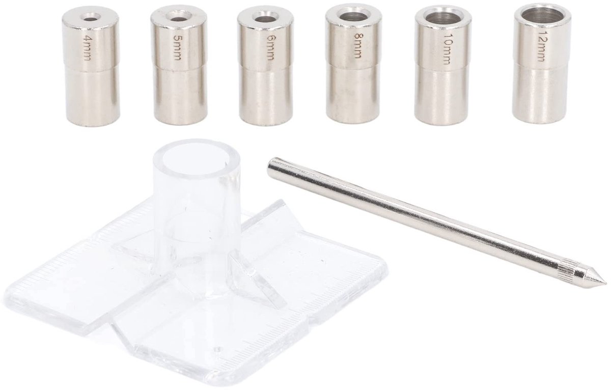 Dailygoods - Dailygoody - Zelfcentrerende boorsjabloon - Boorsjabloon set - Nauwkeurig boren - Wit - Pluggen en montage - Voor hobbyisten en klussers - 6 maten