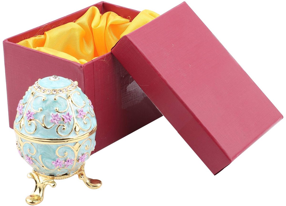 Dailygoods - Dailygoody - Paasei-Juwelendoos - Handgemaakte GeëMailleerde Juwelendoos - Vintage Decoratie - Sprankelende Diamant - Organisator voor Sieraden - Gesc...