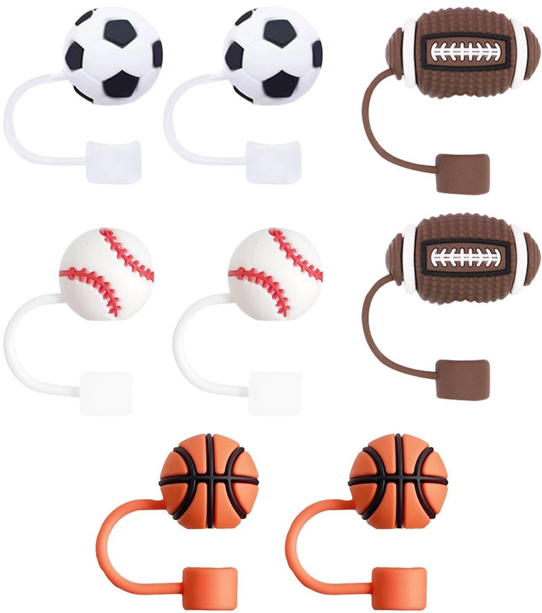 Dailygoods - Dailygoody - Set van 8 Ball Straw Caps - Silicone Drinkrietjes Caps voor Voorkomen van Stof - Creatieve en Herbruikbare Rietjesaccessoires