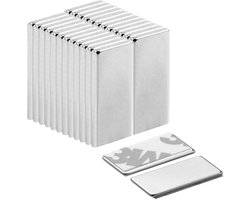 Set van 24 Neodymium Magneten, 20 × 10 × 2 mm, Sterke Hechting, Platte Magnetische Platen voor Witbord, Koelkast en Doe-Het-Zelf Projecten