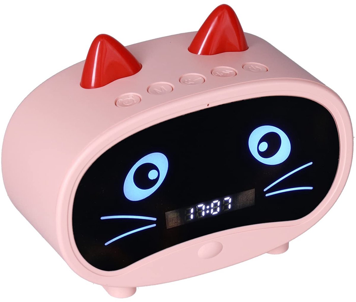 Dailygoods - Dailygoody - Digitale Wekker - Bluetooth-luidspreker - Temperatuurweergave - Roze - FM-radio - Geschikt voor Slaapkamer - Cartoon Cat-wekker