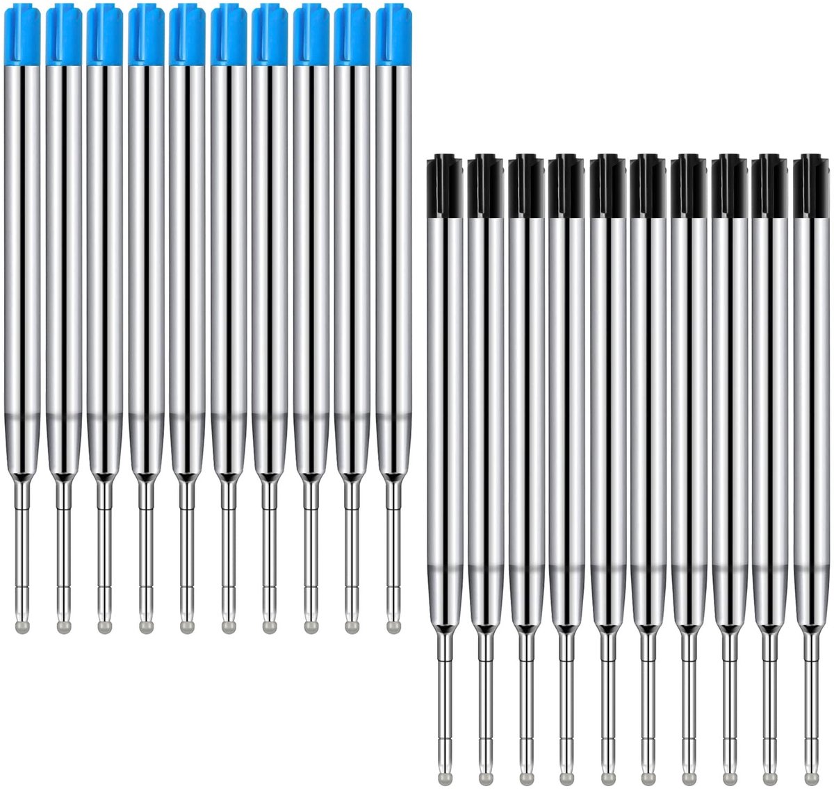 Dailygoods - Dailygoody - Balpenvullingen - Navulverpakkingen - Vervangbaar - Zwart en Blauw - Schrijfbalpunt - Geschikt voor Parker - 20 Stuks
