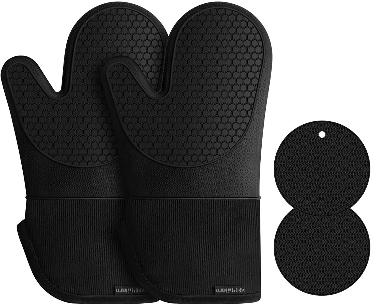 Dailygoods - Dailygoody - Siliconen handschoenen - Hittebestendig - Waterdicht - Zwart - Antislip - Geschikt voor bakken en roken