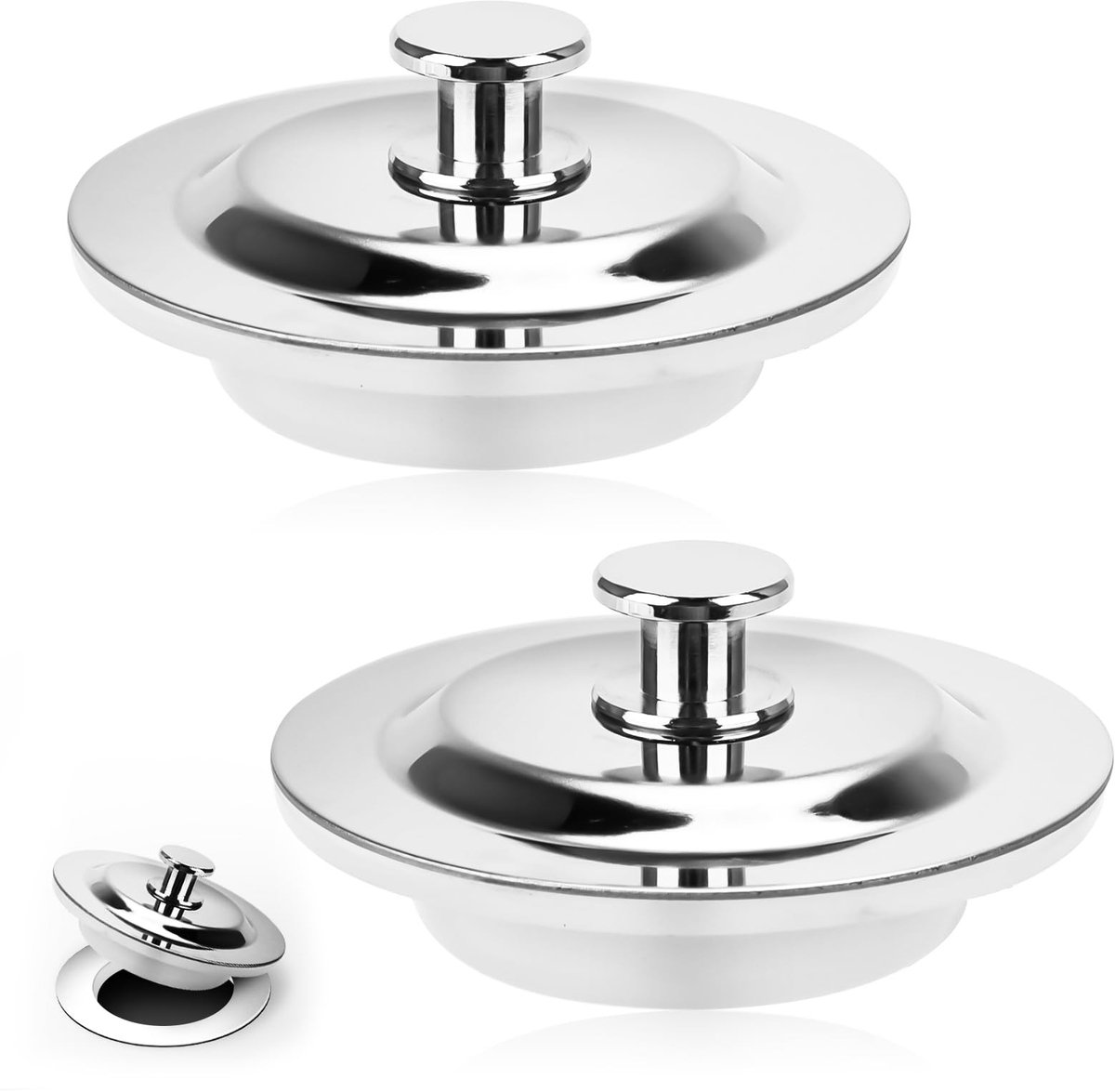 Dailygoods - Set van 2 Universele Roestvrijstalen Afvoerstoppen 42-44 mm