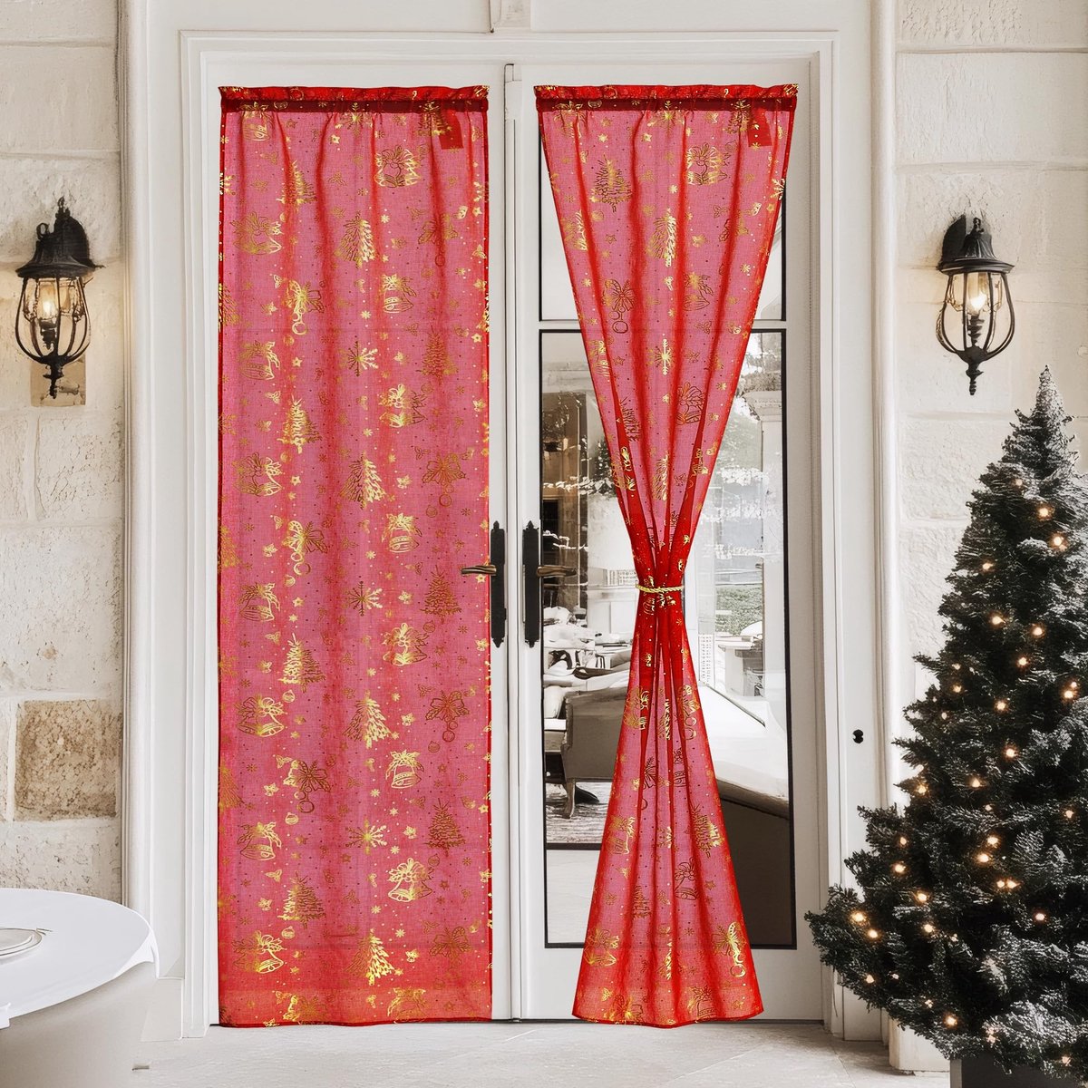 Dailygoody - Lichtdoorlatende Voile Gordijnen - Kant-en-klare Paneelgordijnen - Rood - Perfect voor Woonkamer en Slaapkamer - 2 Stuks van 60x240cm