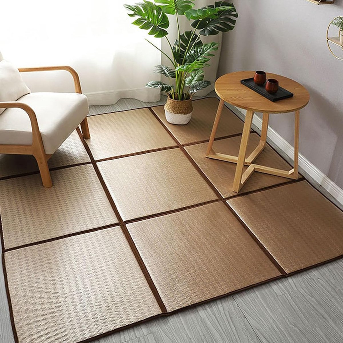 Zomerkoelkussen voor tuin en woonkamer - Opvouwbaar, ademend en antislip rotanmat (195x195 cm) voor ultiem comfort en verkoeling