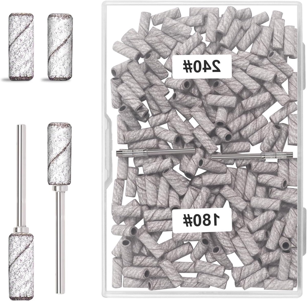 Kleine schuurbanden voor nagelvijlen, 200 stuks met 3,1 mm opnameschacht, korrelgrootte 180 en 240, ideaal voor nagelverzorging, acryl en gelmanicure
