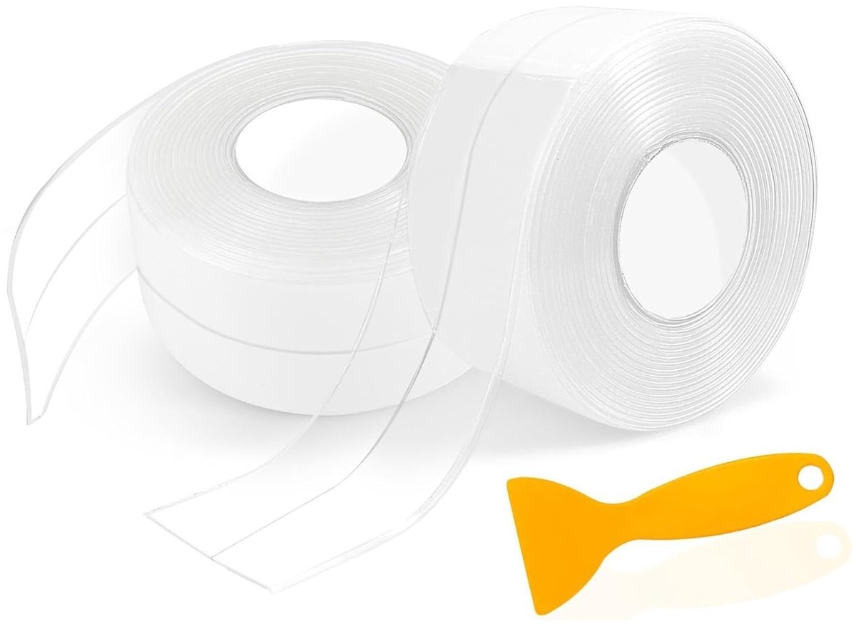 Duurzame Transparante PVC Afplaktape van 3.2 m, Waterdicht en Zelfklevend voor Keuken en Badkamer, Ideaal voor Vochtige Ruimtes